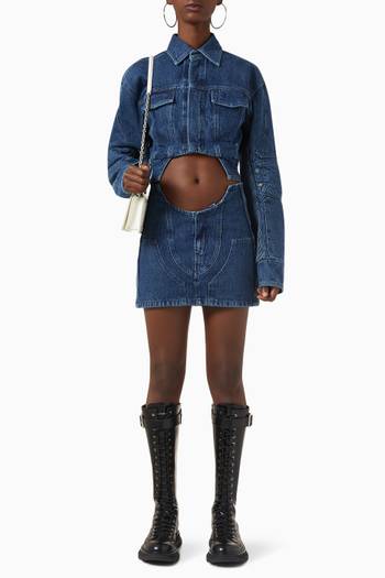 hover state of Motorcycle Hole Mini Skirt in Denim