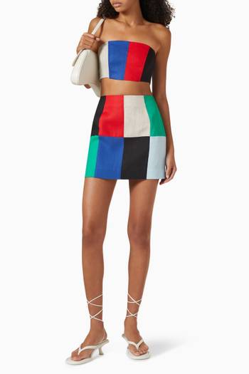 hover state of Colour-block Bustier Top in Linen