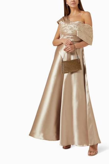 hover state of One-shoulder Gown in Satin