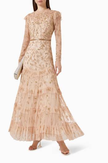 hover state of Sequin-embellished Tiered Gown