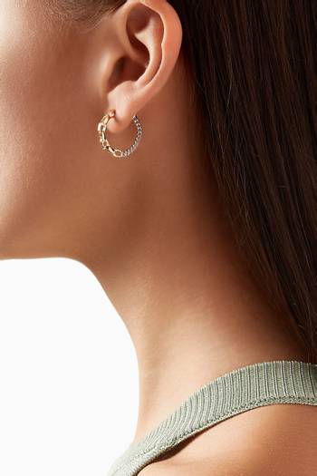 hover state of Signature Mixed Chain Hoop Earrings in Metal