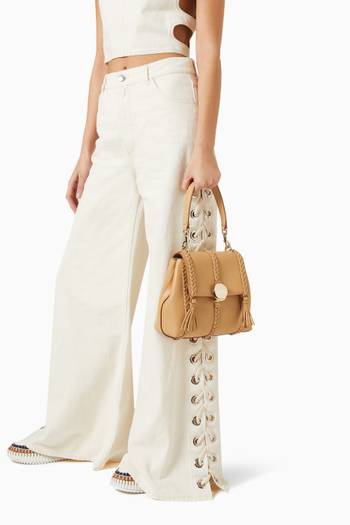 hover state of Penelope Small Soft Shoulder Bag in Grained Calfskin