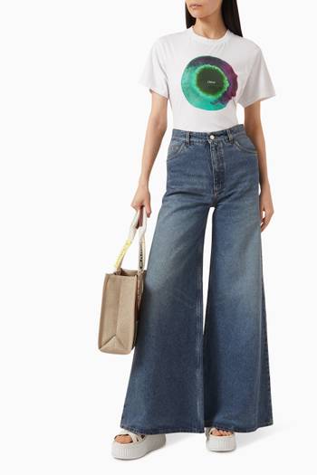 hover state of Wide Flare Leg Jeans in Denim