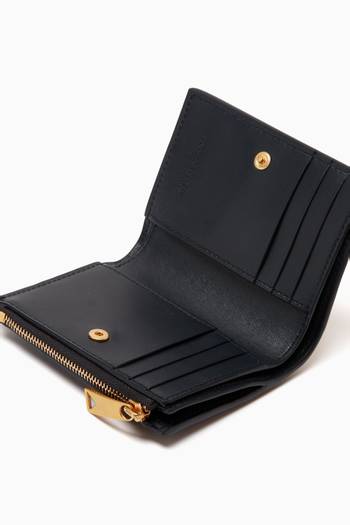 hover state of Small Bi-fold Zip Wallet in Intreccio Leather