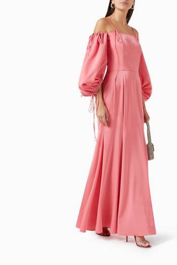 hover state of Puff-sleeves Mermaid Gown in Satin