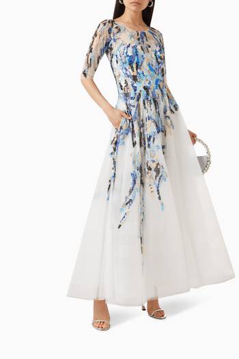 hover state of Sequin-embellished Maxi Dress in Tulle