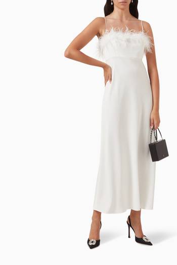 hover state of Selene Feather Midi Dress in Crepe