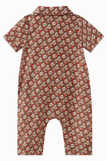 hover state of Thomas Bear-print Playsuit in Cotton & Silk