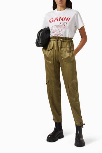 hover state of Drawstring Pants in Washed Satin