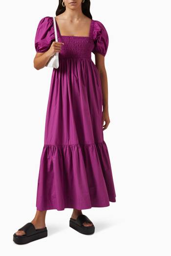 hover state of Smock Maxi Dress in Organic Cotton-poplin