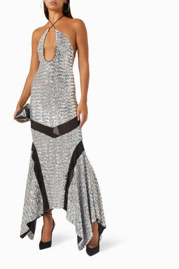 hover state of Saksia Sequinned Midi Dress
