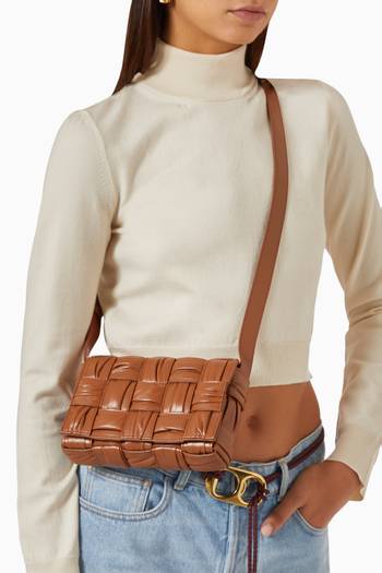 hover state of Small Cassette Cross-body Bag in Foulard Intrecciato Leather