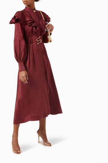 hover state of Isabella Belted Midi Dress in Linen