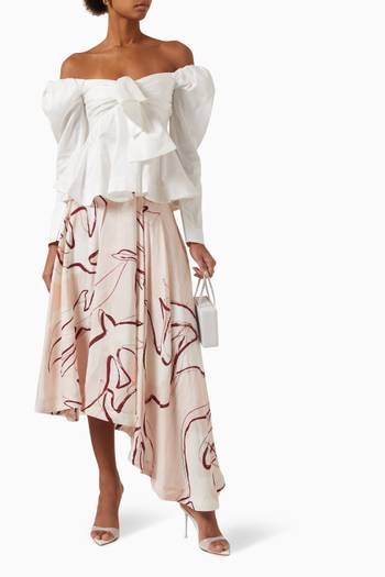 hover state of Jeanne Dipped Midi Skirt in Linen