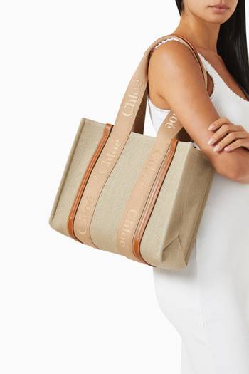 hover state of Medium Woody Tote Bag in Linen Canvas