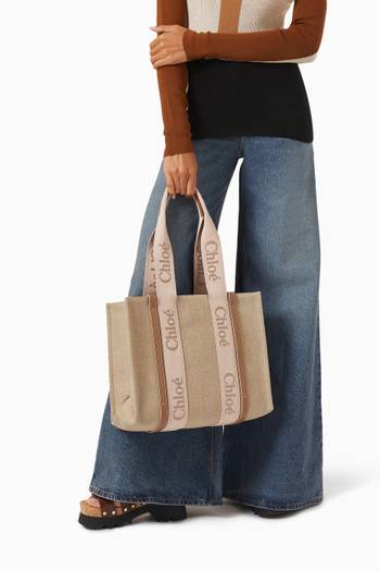 hover state of Woody Medium Tote Bag in Linen Canvas