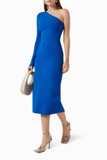 hover state of One-shoulder Midi Dress in  Viscose-knit
