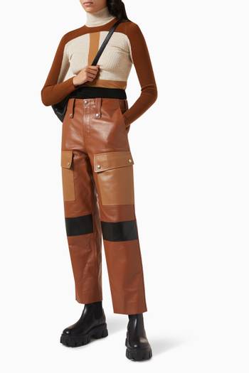hover state of Tapered Cargo Trousers in Nappa Leather