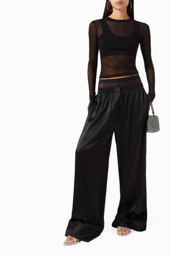 hover state of Layered Boxer Pants in Silk-charmeuse