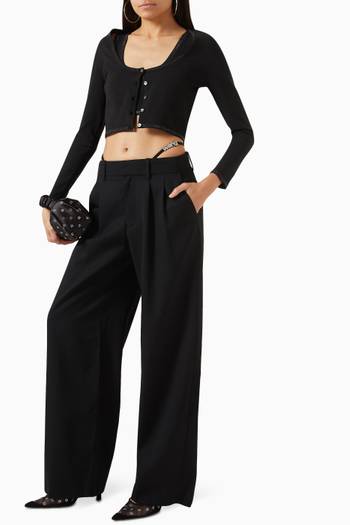 hover state of Embellished G-string Wide-leg Pants in Wool