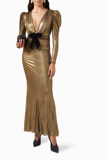 hover state of V-neck Evening Dress in Laminated Jersey