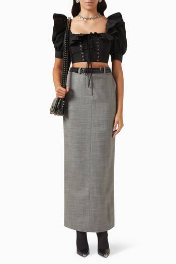 hover state of Lace-up Cropped Top in Moiré