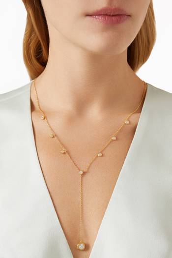 hover state of Waves Lariat Chain Necklace in 18k Gold-plated Brass