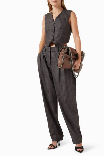 hover state of Pinstripe Pleated Wide-leg Pants in Wool