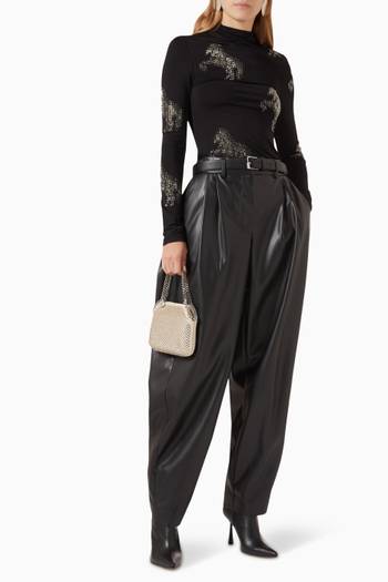 hover state of Pleated Wide-leg Altermat Pants in Leather