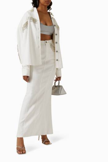 hover state of Crystal-embellished Oversized Shirt in Organic Twill