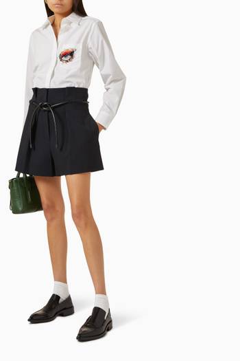 hover state of Origami Pleated Shorts in Cotton-jersey