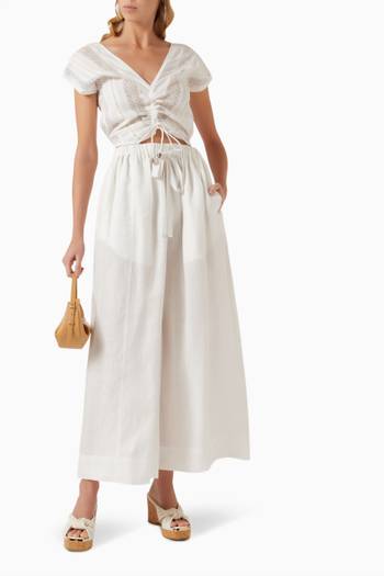 hover state of Ruched Drawstring Top in Linen