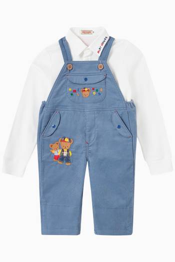 hover state of Bear Print Overalls in Cotton