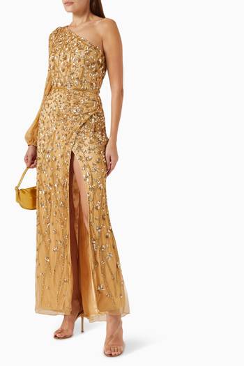 hover state of Beaded One-shoulder Maxi Dress
