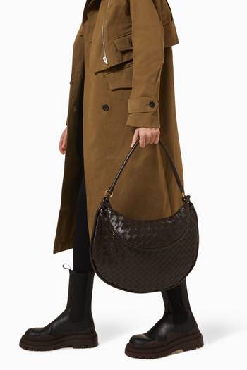 hover state of Large Gemelli Shoulder Bag in  Intrecciato Leather