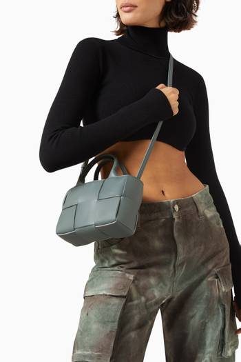 hover state of Micro Candy Arco Tote Bag in Intrecciato Leather