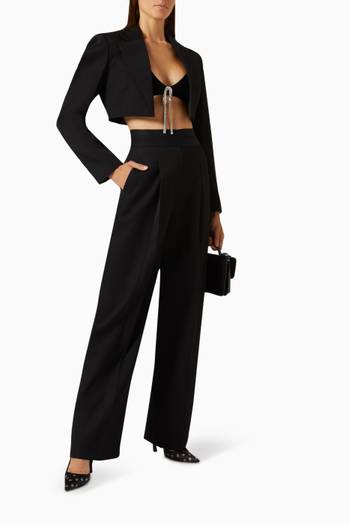 hover state of Cropped Tuxedo Blazer in Wool-twill