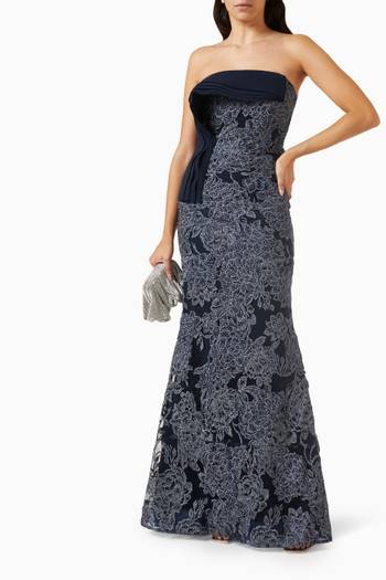 hover state of Strapless Embellished Lace Gown