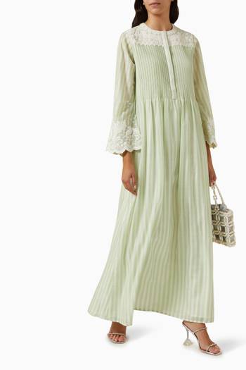 hover state of Delicate Embroidered Maxi Dress in Cotton-silk