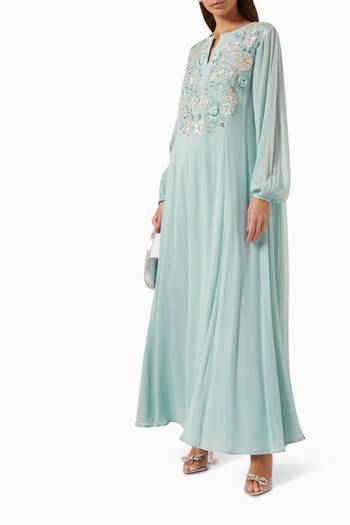 hover state of Auriane Embroidered Maxi Dress in Georgette