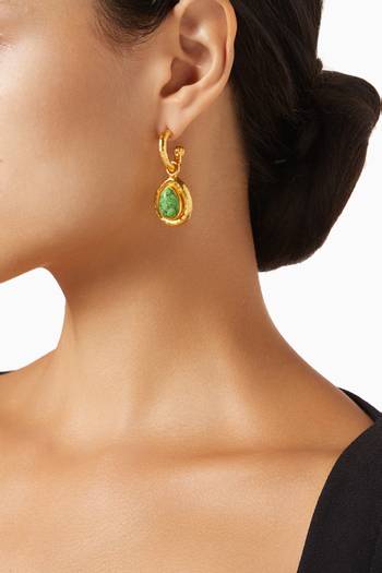 hover state of Ines Stone Drop Earrings in 24kt Gold-plated Brass