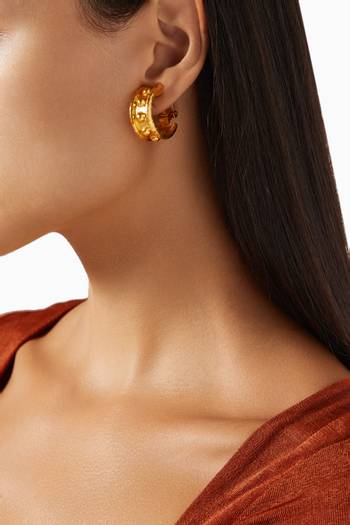 hover state of Triana Hoop Clip-on Earrings in 24kt Gold-plated Brass
