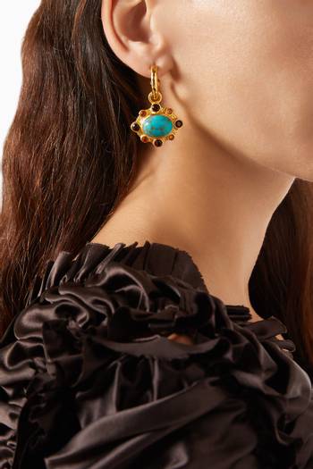 hover state of Laia Hoop Drop Earrings in 24kt Gold-plated Brass