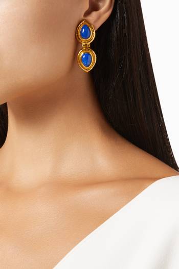 hover state of Paula Stone Drop Earrings in 24kt Gold-plated Brass