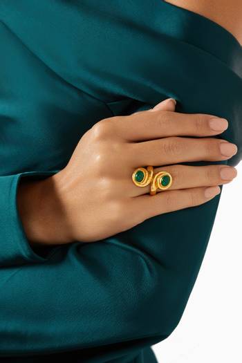 hover state of Leela Stone Ring in 24kt Gold-plated Brass
