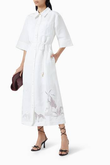 hover state of Agua Embroidered Shirt Dress in Rayon
