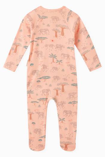 hover state of Elephant-print Sleepsuit in Organic Cotton