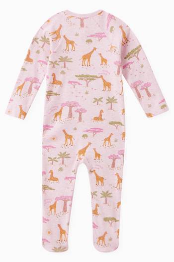 hover state of Giraffe-print Sleepsuit in Organic Cotton