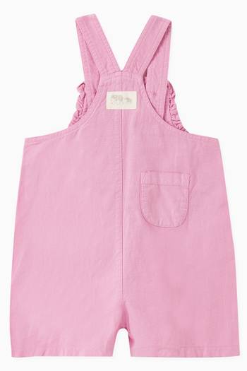 hover state of Ruffle-trimmed Overalls in Linen-blend