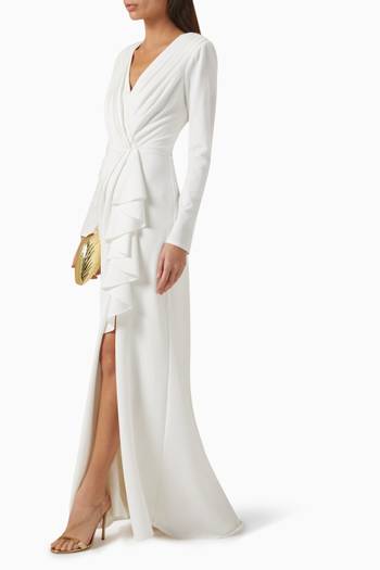 hover state of Kleiman Cascading Drape Gown in Crepe